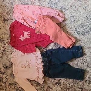 Two 0-3 month old baby girl outfits